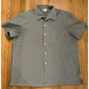 J.Crew Men's L Short-Sleeve Gingham‎ Camp Shirt – Black/White 100% Cotton